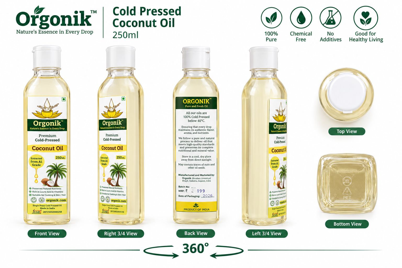 Orgonik Cold Pressed Coconut Oil Bottle - Image 6