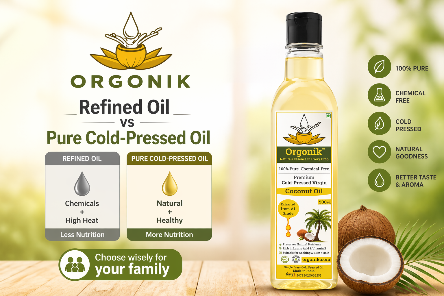 Best Oil in Vadodara for Cooking – Choose Orgonik Cold Pressed Oil Over Refined Oil