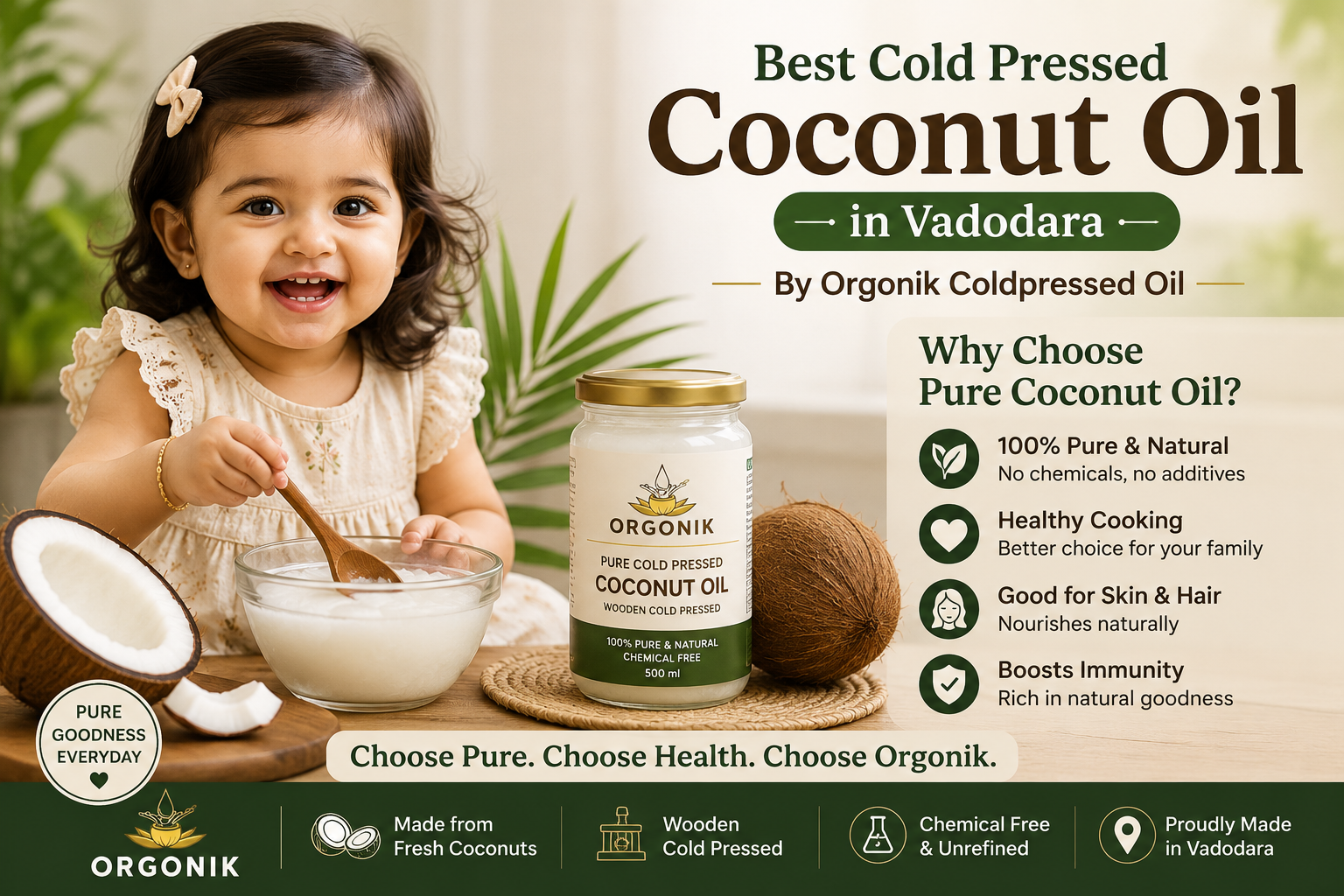 Best Cold Pressed Coconut Oil in Vadodara – Why More Families Choose Orgonik Pure Coconut Oil