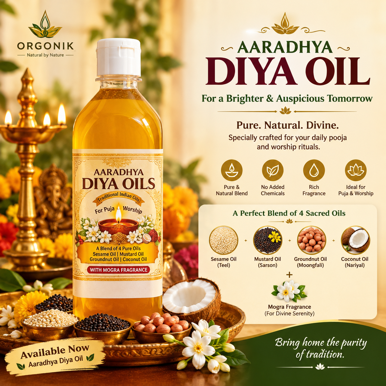 Aaradhya Diya Oil by Orgonik – A Traditional Blend for Puja and Worship